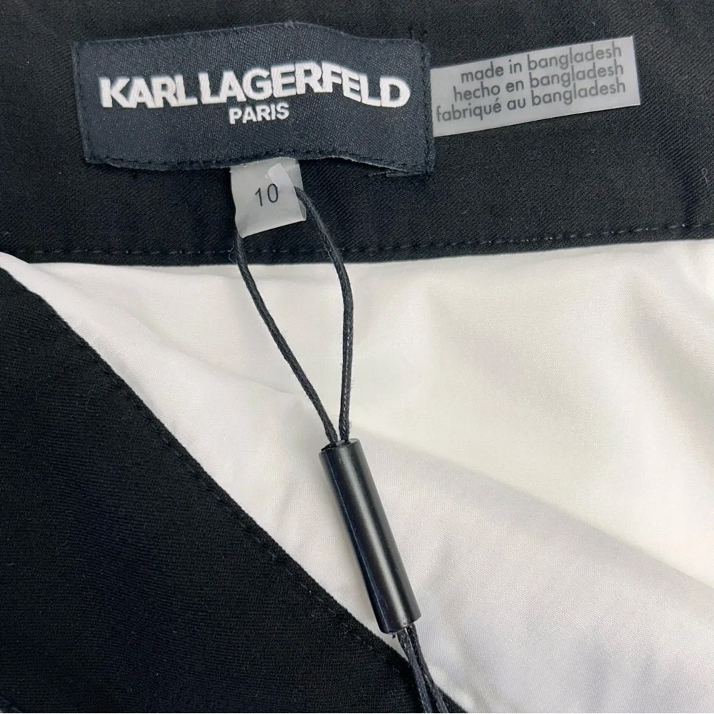 Karl Lagerfeld PARIS tweed skirt 10 white w contrasting trim Pockets above knee - Picture 4 of 16